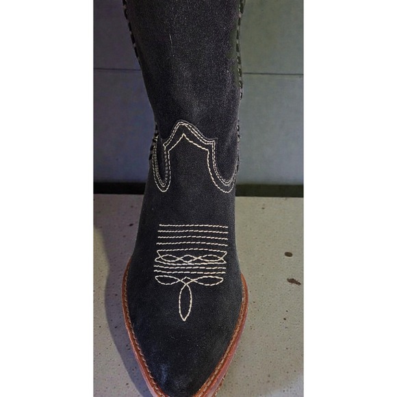 Patricia Nash Boots Black Suede Bergamo Pull On Cowboy Western Rodeo Women's 8 - Picture 2 of 11